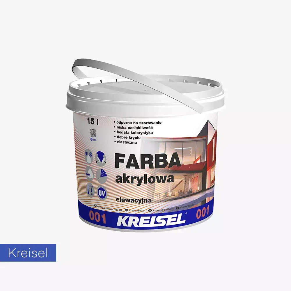 Farba elewacyjna akrylowa Kreisel 001 biała - 15L